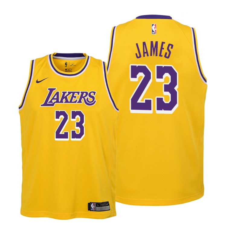 Youth Los Angeles Lakers Lebron James #23 NBA Icon Edition Gold Basketball Jersey ACV8883UW